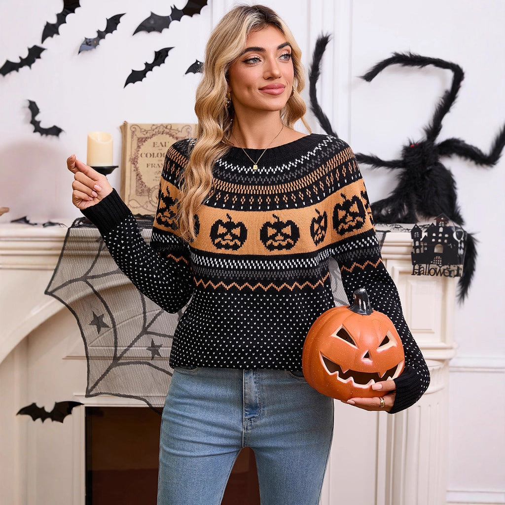 Damen Halloween Strickpullover Feinstrick Norvielle - Norvielle