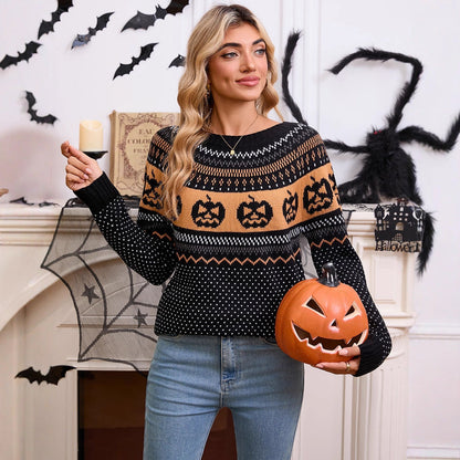 Damen Halloween Strickpullover Feinstrick Norvielle - Norvielle