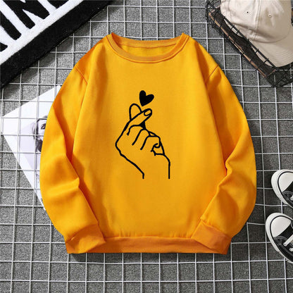Damen Sweatshirt Weiches Innenfutter Handzeichen-Motiv Norvielle
