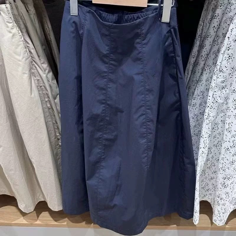 Damen Midirock Elastischer Bund Seitentaschen Norvielle