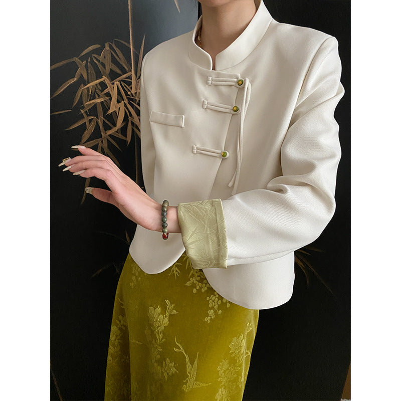 Damen Chiffon-Jacke Asiatische Knöpfe Norvielle