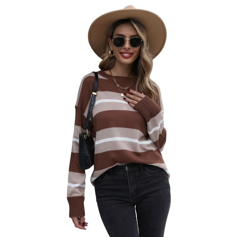 Damen Strickpullover Gestreift Norvielle
