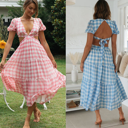 Damen Maxikleid Cut-Outs Voluminöse Puffärmel Norvielle - Norvielle