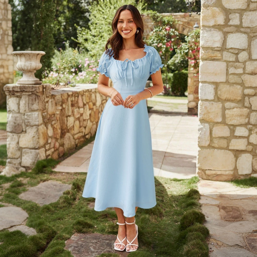 Damen Maxikleid Puffärmel Norvielle
