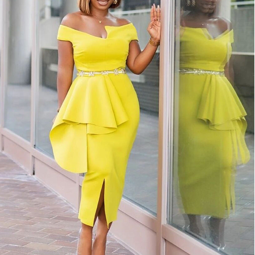 Damen Abendkleid Asymmetrischer Saum Elegante Drapierung Norvielle