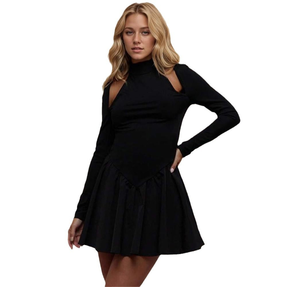 Damen Minikleid Asymmetrische Ausschnitte Schwingender Rock