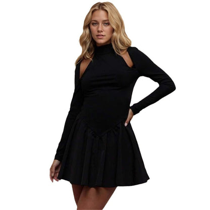 Damen Minikleid Asymmetrische Ausschnitte Schwingender Rock