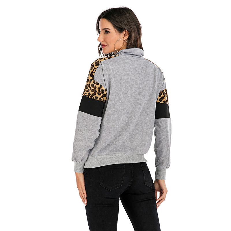 Damen Pullover Tiermuster Hochkragen Norvielle
