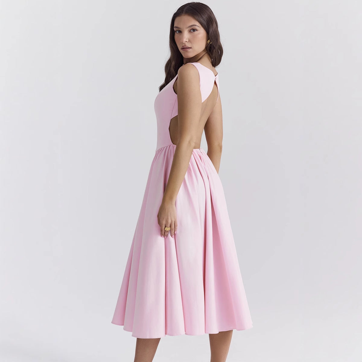 Damen Elegantes Midi-Kleid Ausgefallener Schnitt Norvielle