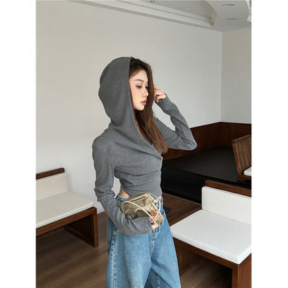 Damen Langarm Crop Hoodie Norvielle