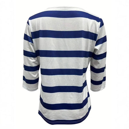 Damen Langarmshirt Marineblau Streifen
