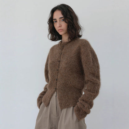 Damen Strickcardigan Elegantes Design Mit Knöpfen Beige