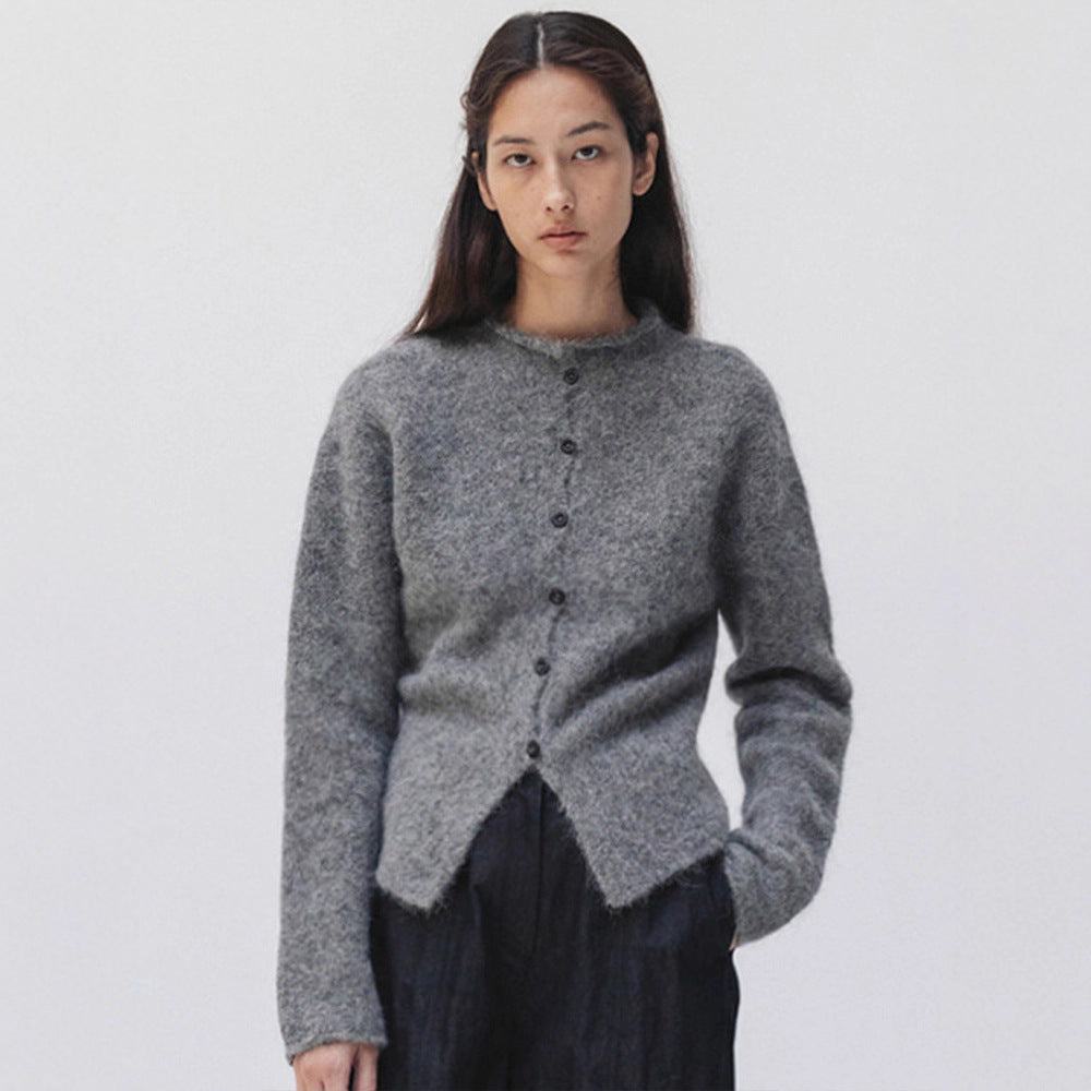 Damen Strickcardigan Elegantes Design Mit Knöpfen Beige