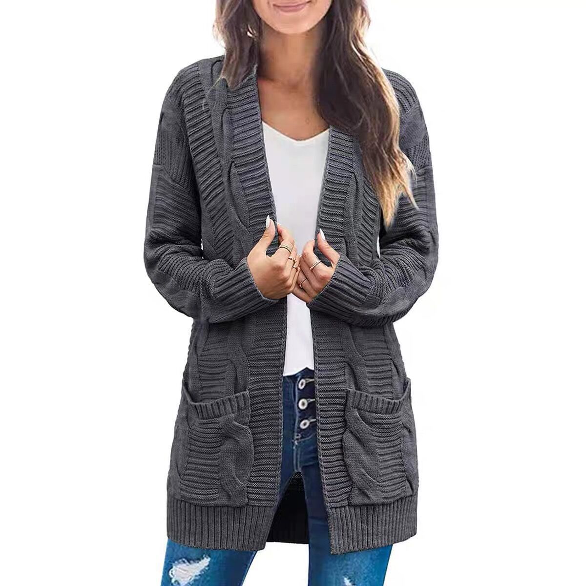 Damen Grobstrick-Cardigan mit Taschen und Struktur-Optik Norvielle