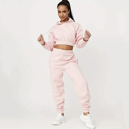 Damen Cropped Sweatanzug Elastischer Bund