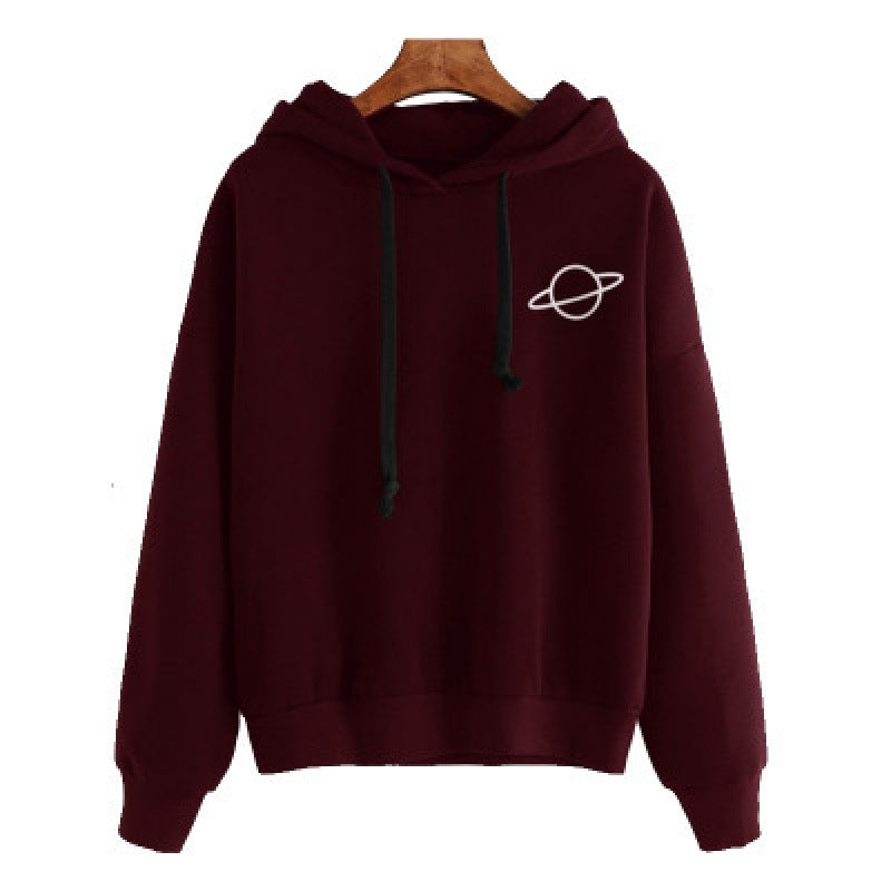 Damen Kapuzenpullover Kängurutasche Planeten-Design Norvielle