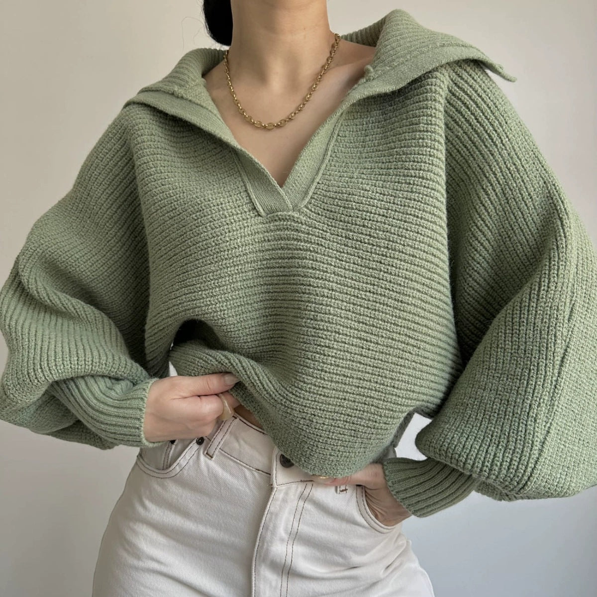 Damen Pullover Lässig Volantärmel Norvielle