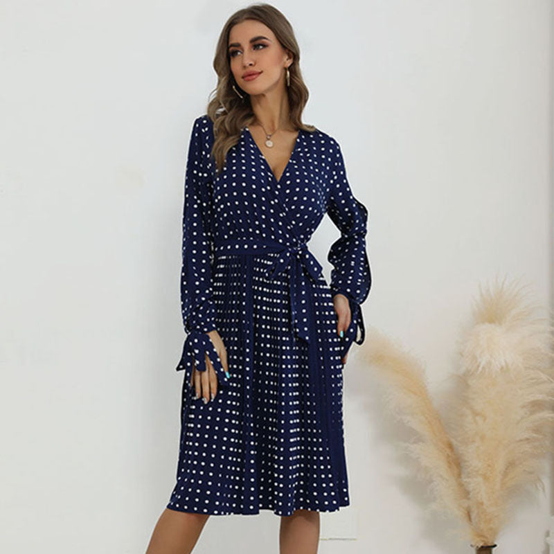 Damen Wickelkleid mit Punkten und Taillengürtel Norvielle - Norvielle