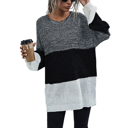 Damen Strickpullover Oversized Farbwechsel Norvielle