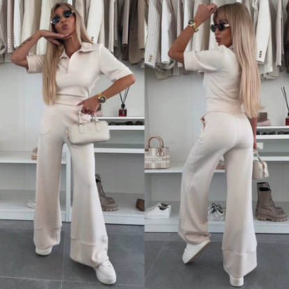 Damen Polo- und Hose Set Norvielle Elegantes Ensemble