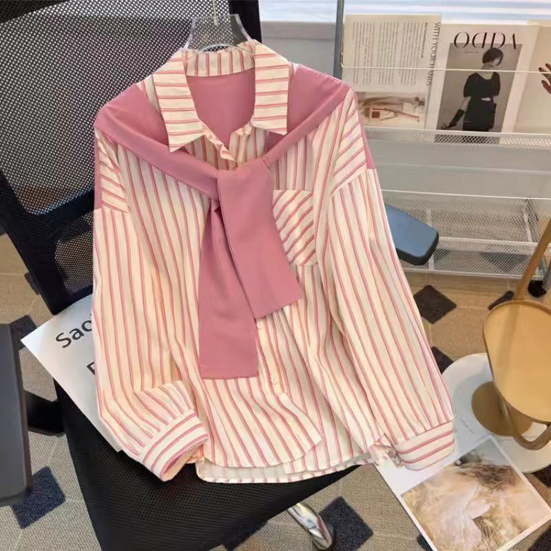 Damen Bluse Gestreift Lässiger Kragen Weiß - Norvielle