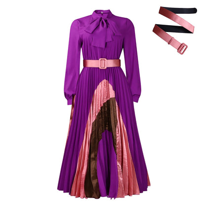 Damen Maxikleid Eleganter Schlitz Krawattenkragen Norvielle