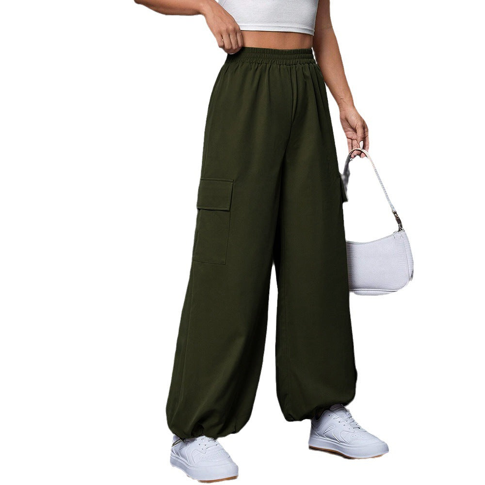 Damen Cargo-Hose Elastischer Bund Weite Beine Norvielle
