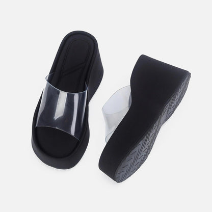 Norvielle Damen Plattform-Sandalen Durchsichtig Mit Knöchelriemen - Norvielle