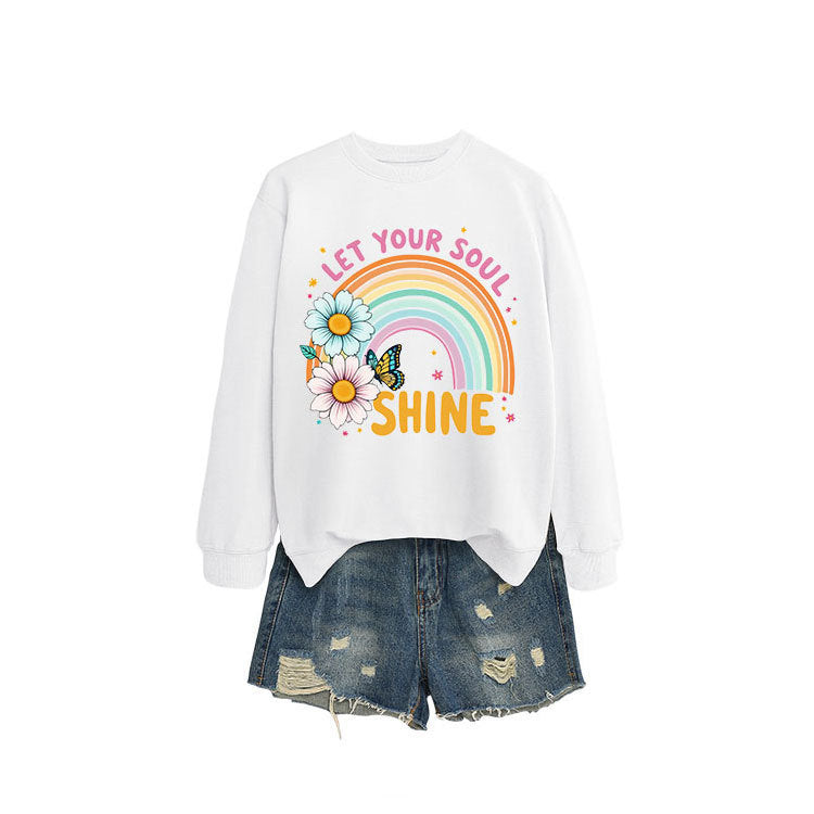 Damen Sweatshirt Bunt Floralmuster Baumwolle