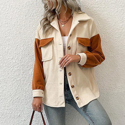 Damen Overshirt mit Taschen Farbkontrast Norvielle