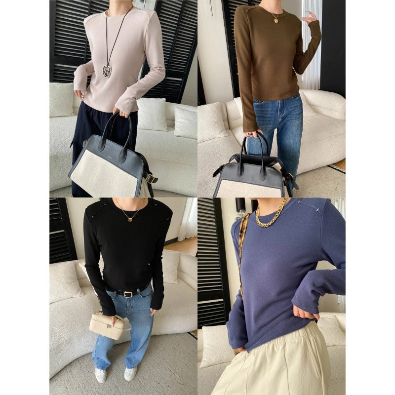 Damen Langarmshirt Rundhalsausschnitt Daumenlöcher Norvielle