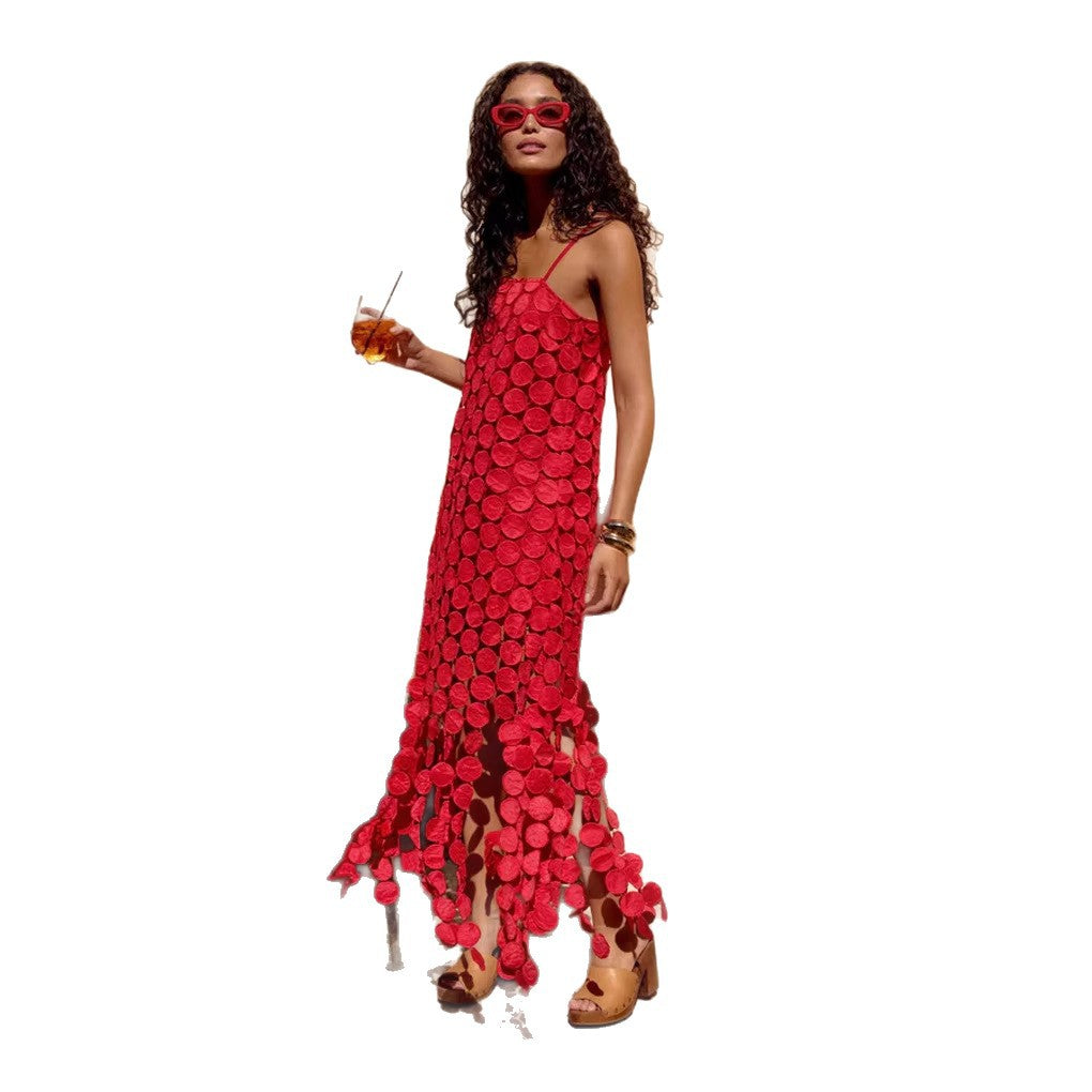 Damen Maxikleid mit Kreiselement und schwingendem Schnitt