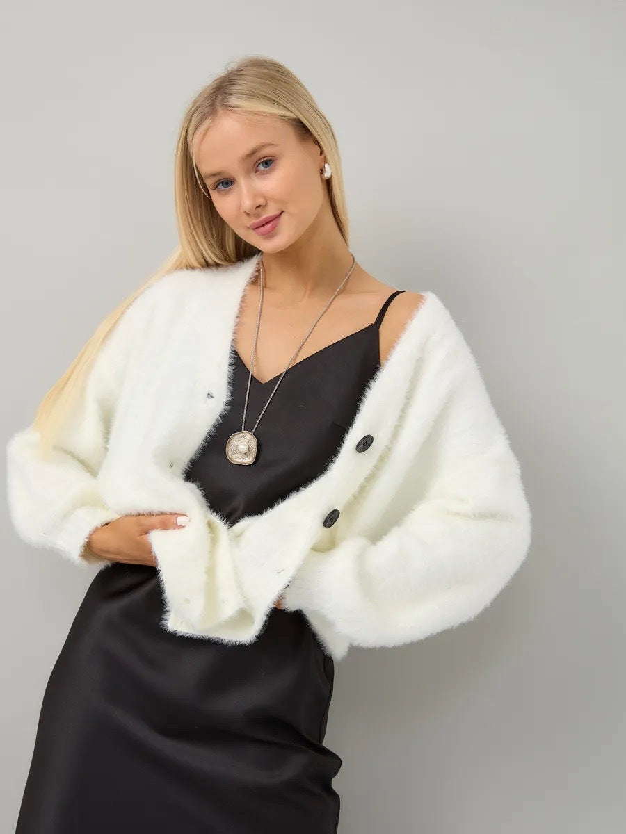 Damen Strickjacke Asymmetrisch Knopfverschluss Norvielle