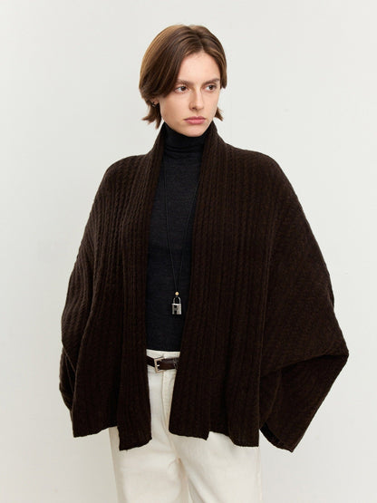 Damen Strickponcho Feine Wolle Luftig Norvielle