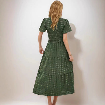 Damen Midi-Kleid Elastisch Rüschen Norvielle