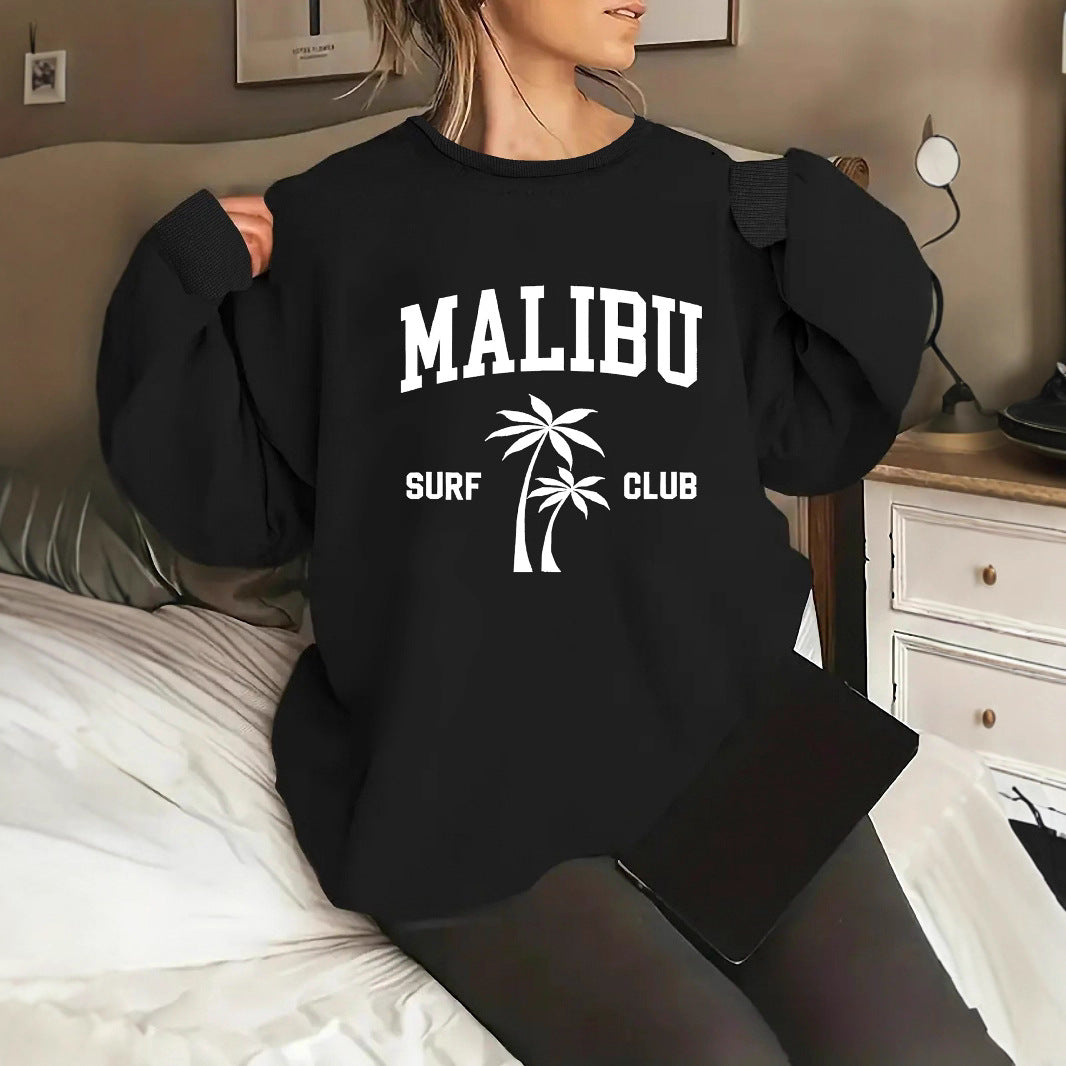 Damen Sweatshirt Surf-Club-Aufdruck Lässig Norvielle