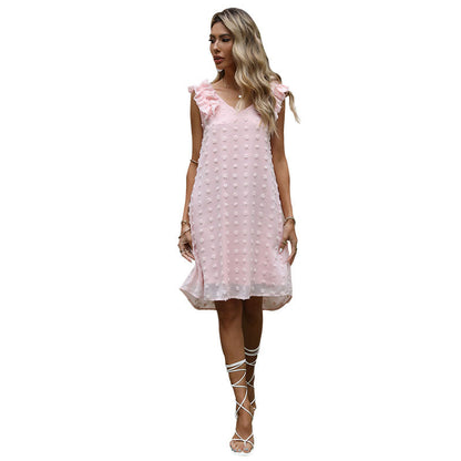 Damen Ärmelloses Sommerkleid Rüschen Strukturiert Norvielle
