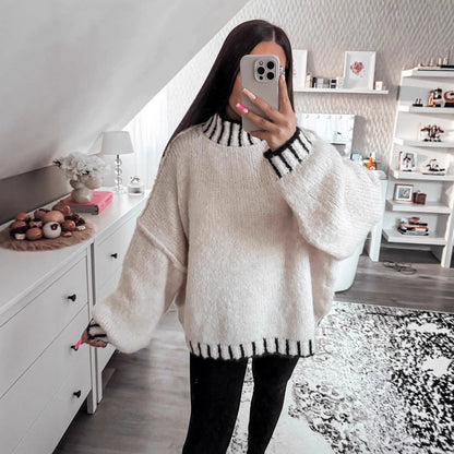 Damen Pullover Oversized Moderner Kragen Norvielle