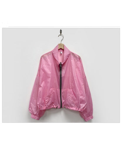 Damen Windjacke Transparent Reißverschluss Norvielle