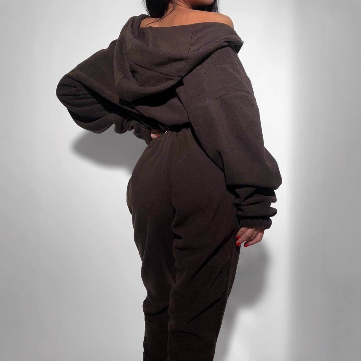 Damen Fleece-Overall mit Reißverschluss und Kapuze