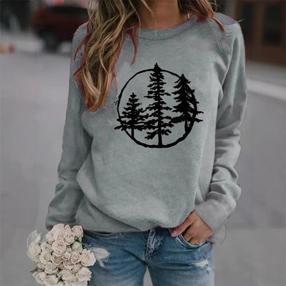 Damen Sweatshirt Naturmotiv Lässiger Schnitt Norvielle