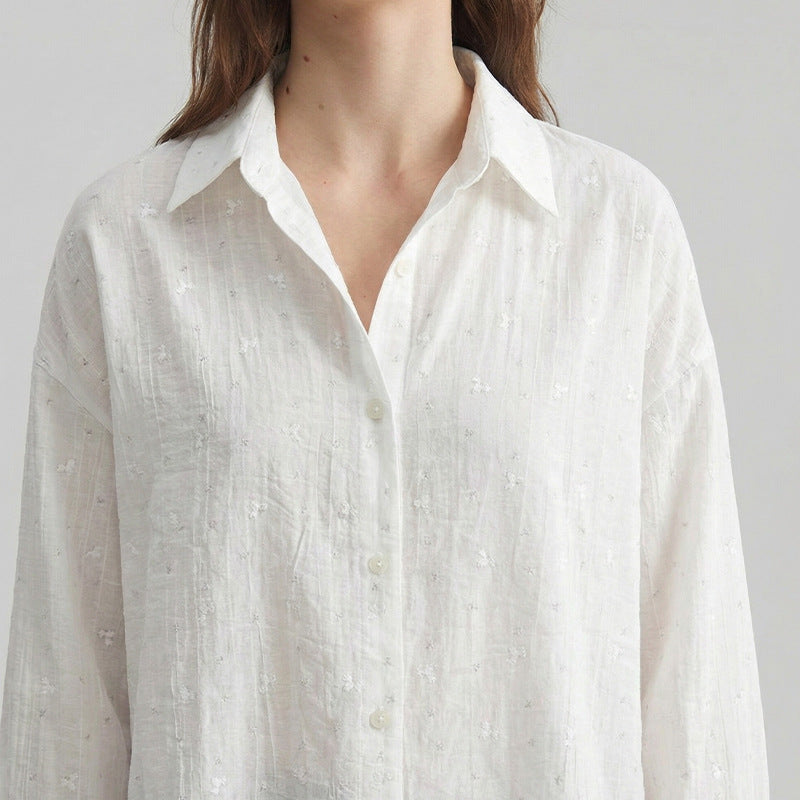 Damen Bluse Elegante Lockere Stickdetails Norvielle