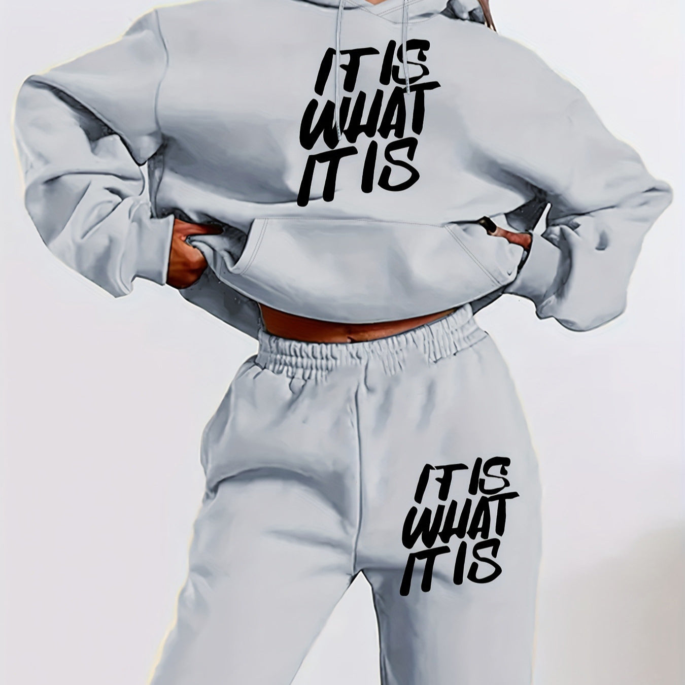Damen Jogginganzug Statement-Print Lässiger Schnitt Norvielle