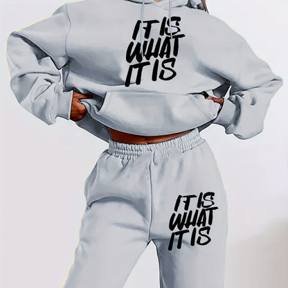 Damen Jogginganzug Statement-Print Lässiger Schnitt Norvielle