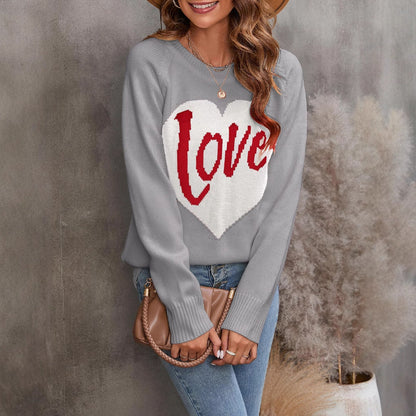 Damen Strickpullover Herz-Design