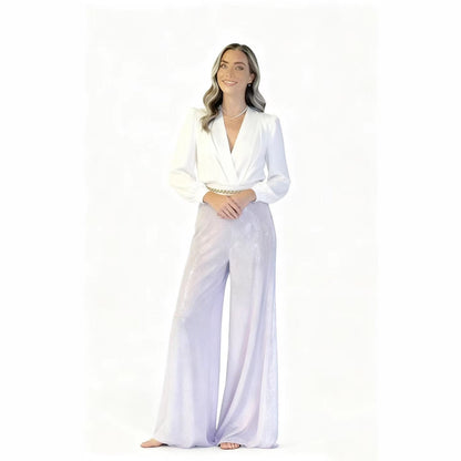 Damen Jumpsuit mit Pailletten und V-Ausschnitt