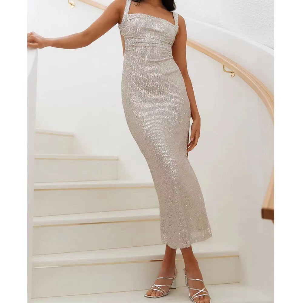 Damen Paillettenkleid Slim Fit Verführerisches Design