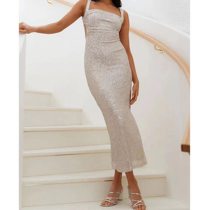 Damen Paillettenkleid Slim Fit Verführerisches Design