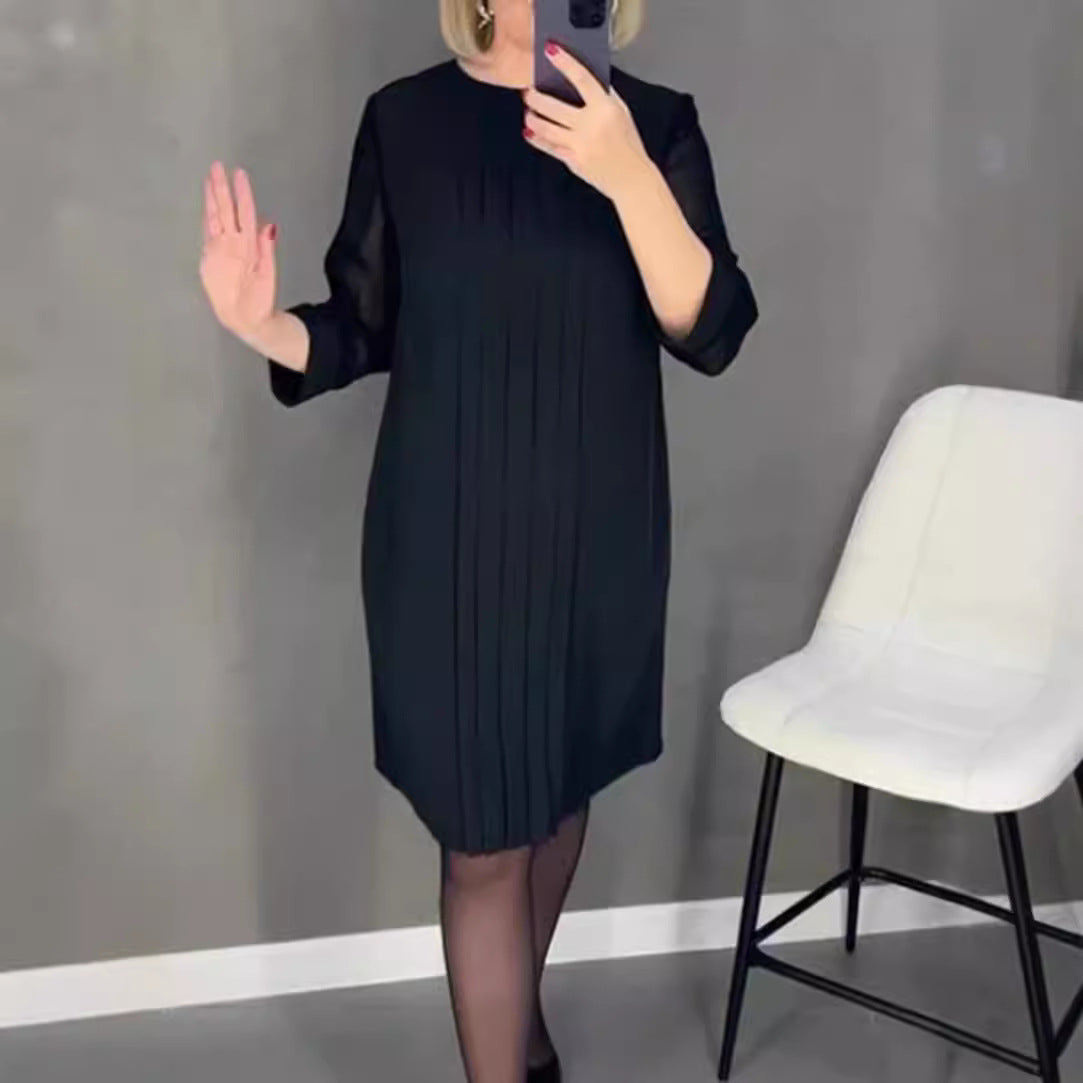 Damen Rüschenkleid transparente Ärmel Norvielle - Norvielle