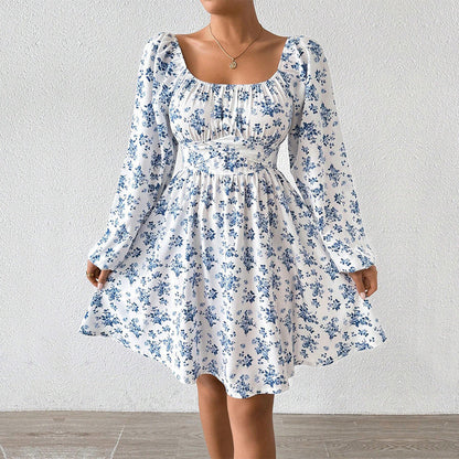 Damen Sommerkleid Floralmuster Längsärmel Norvielle